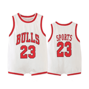 White Bulls 23 / 18M Basketball Sleeveless Romper JuniorHaul