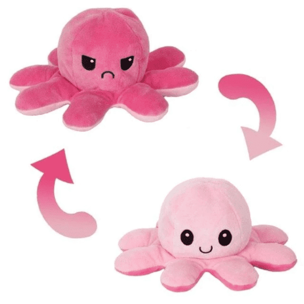 Dark Pink - Pink Octopus Mood Flip Plush Toy JuniorHaul