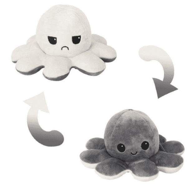 White-Titanium Octopus Mood Flip Plush Toy JuniorHaul