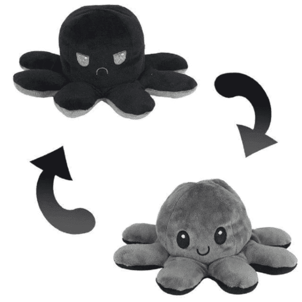 Black-Titanium Octopus Mood Flip Plush Toy JuniorHaul
