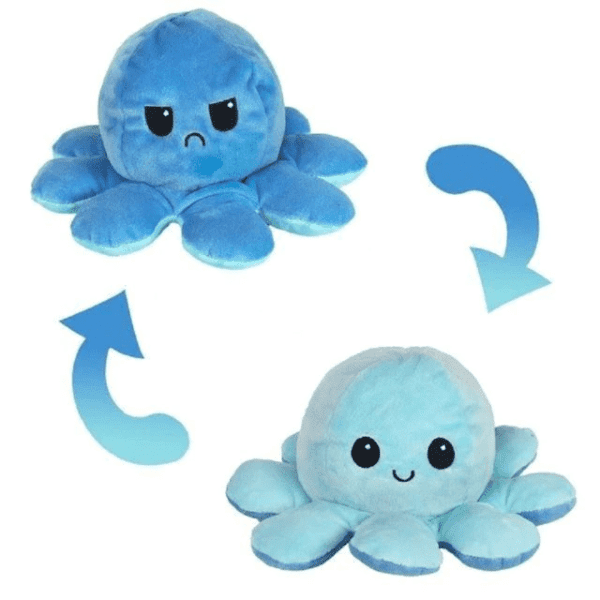 Blue-Light Blue Octopus Mood Flip Plush Toy JuniorHaul