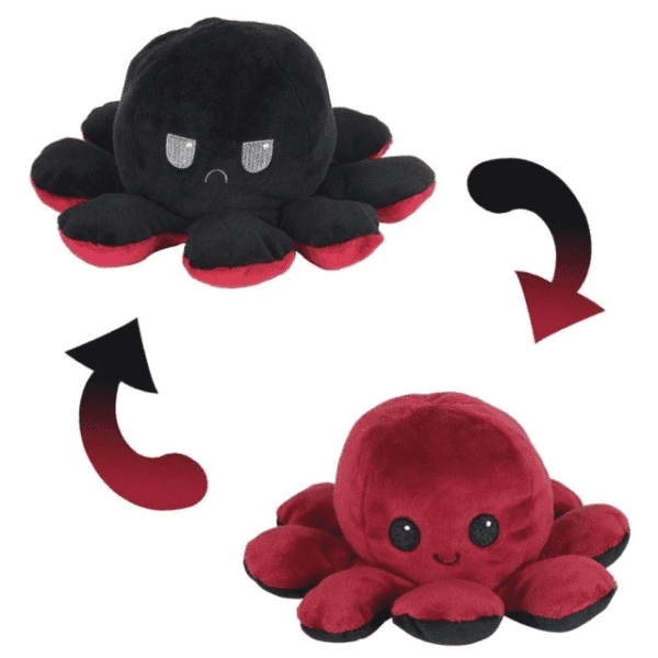 Black-Red Octopus Mood Flip Plush Toy JuniorHaul