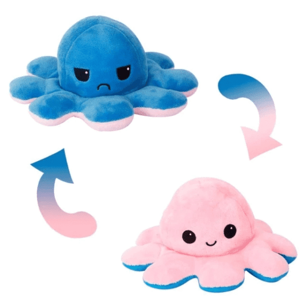 Dark Blue-Pink Octopus Mood Flip Plush Toy JuniorHaul