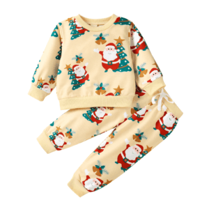 2Pcs Santa Tree Print Baby Sweatshirt - Image 5