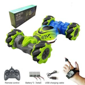 Green TWO RC 3B 4WD RC Stunt Car Watch Gesture Sensor Rotation Toy JuniorHaul