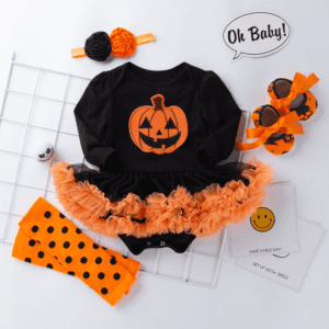 Buy Baby Girl Pumpkin Print Halloween Outfit I Cute & Spooky: