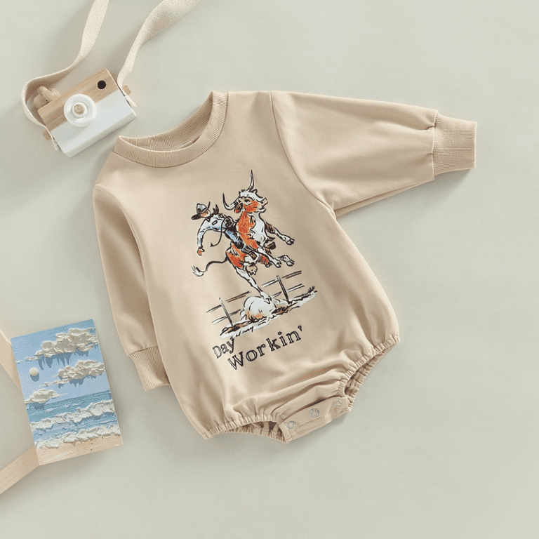 Riding Cowboy Print Romper JuniorHaul