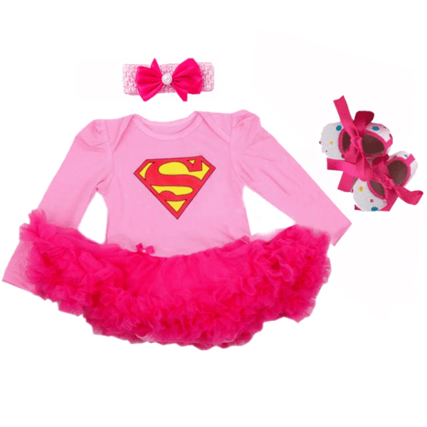 Pink Full-Sleeve / 18M 3pcs Super Girl Baby Romper JuniorHaul
