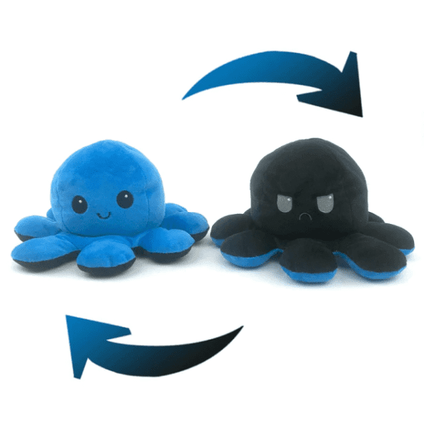 Blue-Black Octopus Mood Flip Plush Toy JuniorHaul