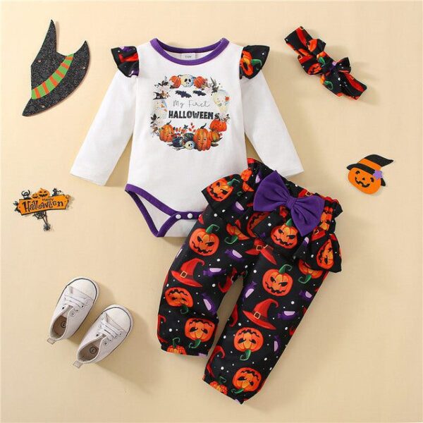 1 / 3-6M Halloween 3PCS Pumpkin Clothes Sets JuniorHaul