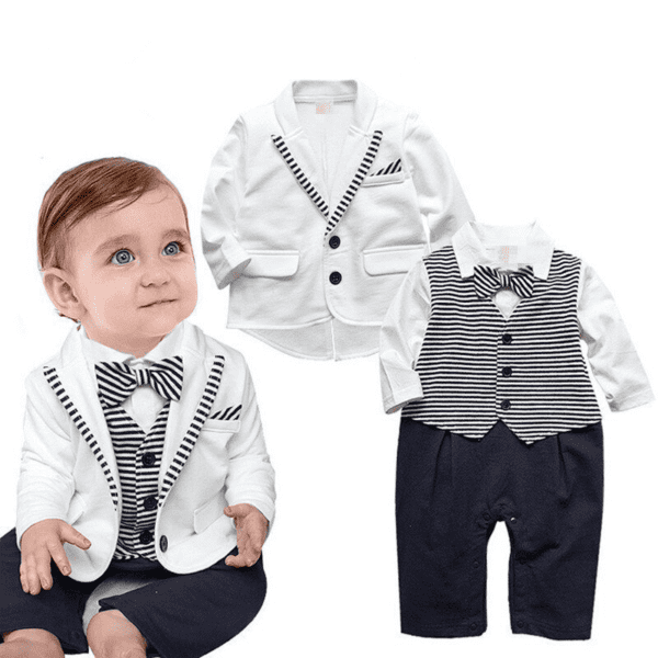 9M / WHITE Baby Tuxedo Outfit JuniorHaul