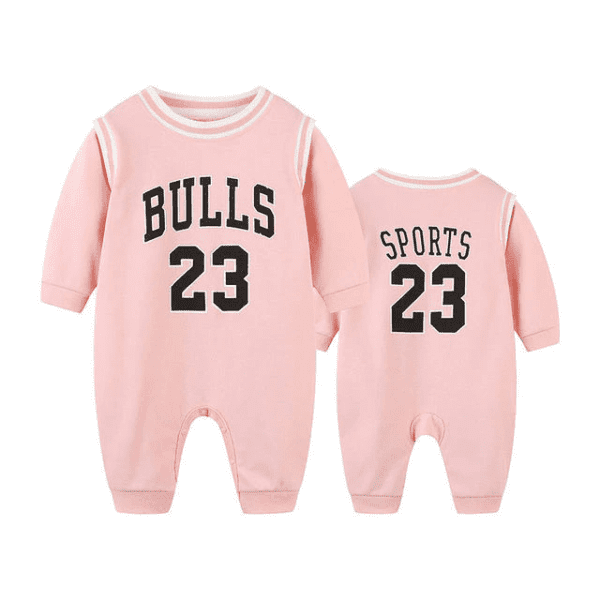 Pink Bulls 23 / 6M Basketball Baby Full Sleeve Romper JuniorHaul