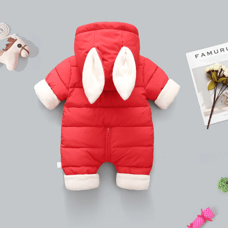 Red / 3M Bunny Eared Baby Jumpsuit JuniorHaul