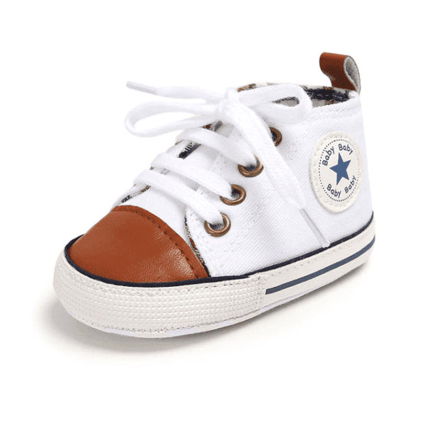 White brown / 0-6 Months Baby Canvas Sneakers JuniorHaul