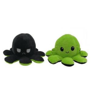 Black-Green Octopus Mood Flip Plush Toy JuniorHaul