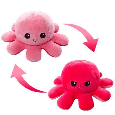 Pink-Red Octopus Mood Flip Plush Toy JuniorHaul