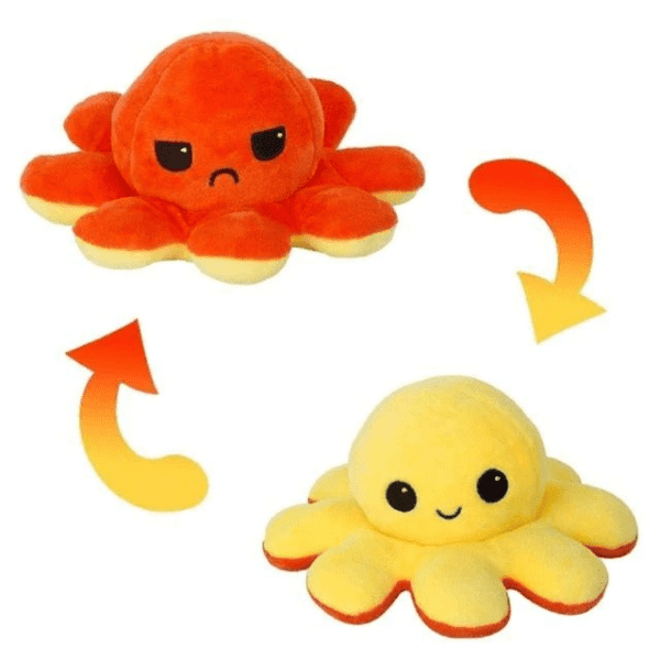 Orange-Yellow Octopus Mood Flip Plush Toy JuniorHaul
