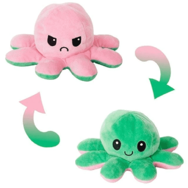 Pink-Green Octopus Mood Flip Plush Toy JuniorHaul