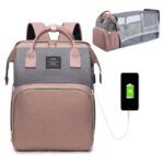 Pink silk screen Baby Diaper Crib Backpacks JuniorHaul