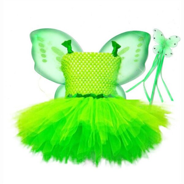 M(4-7Y) Green Butterfly Princess Ball Gown Kids Dress JuniorHaul