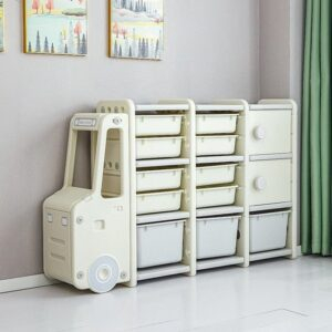 3x3 white Car Shaped Storage For Kids JuniorHaul
