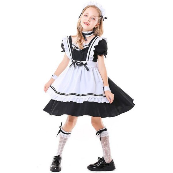 S Halloween Girls Maid Cosplay Children Costume JuniorHaul