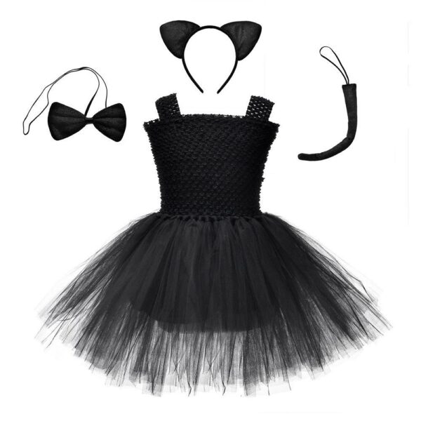 Halloween Black Mesh Cat Ball Gown Dress JuniorHaul
