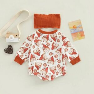 A / 6-12M Halloween Cute Letter Printing Romper With Headband JuniorHaul