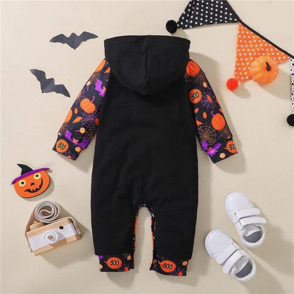 Halloween Spider Pumpkin Printed Hoodie Jumpsuit JuniorHaul