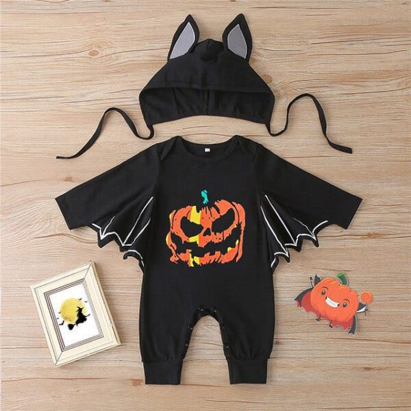 0-3M Halloween Pumpkin Printing Bat Costume JuniorHaul