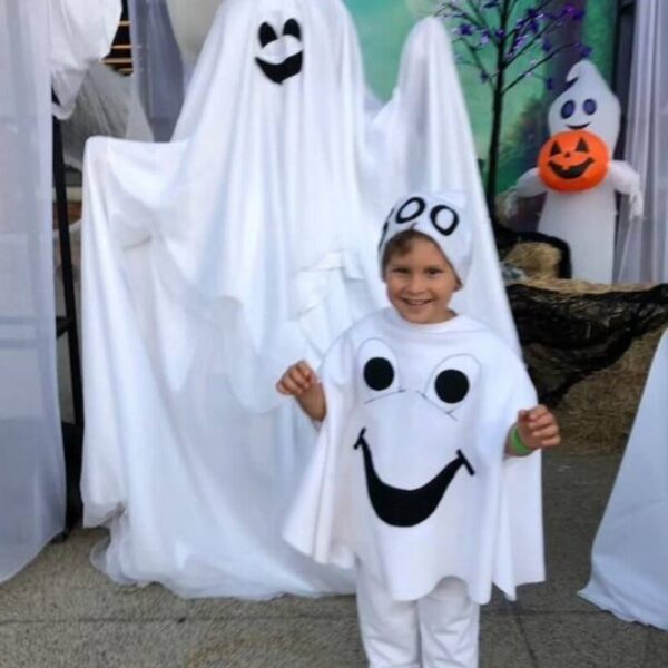 Buy Kids Ghost Print Cape With Hat I Halloween Attire