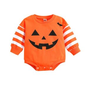 1 / 0-6M Halloween Pumpkin Printed Stripe Baby Sweatshirt JuniorHaul