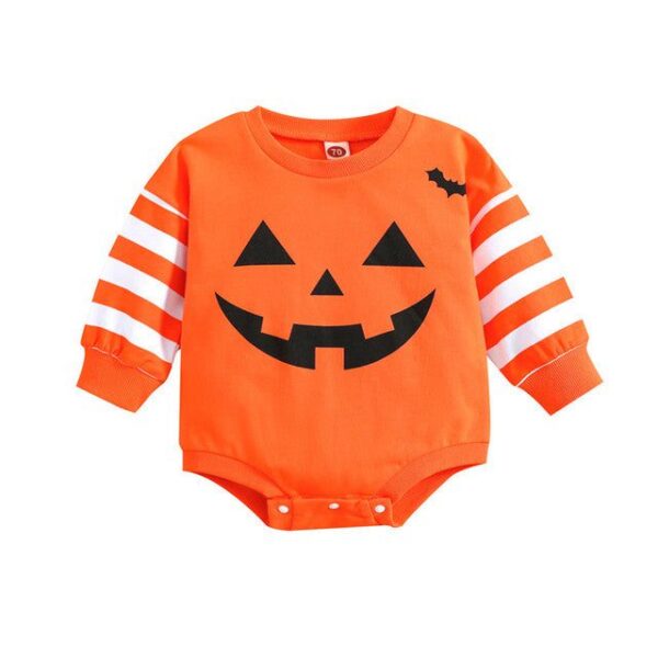 1 / 0-6M Halloween Pumpkin Printed Stripe Baby Sweatshirt JuniorHaul