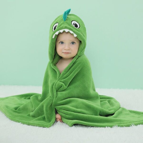 Green Dragon / S(0-3Y) Soft Baby Hooded Bathrobes JuniorHaul