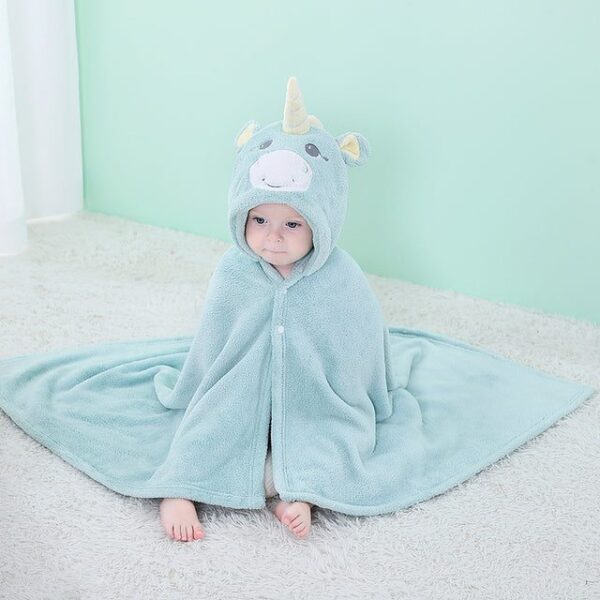 Blue Unicorn / S(0-3Y) Soft Baby Hooded Bathrobes JuniorHaul