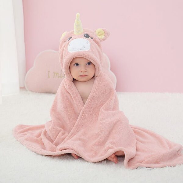 Pink Unicorn / S(0-3Y) Soft Baby Hooded Bathrobes JuniorHaul