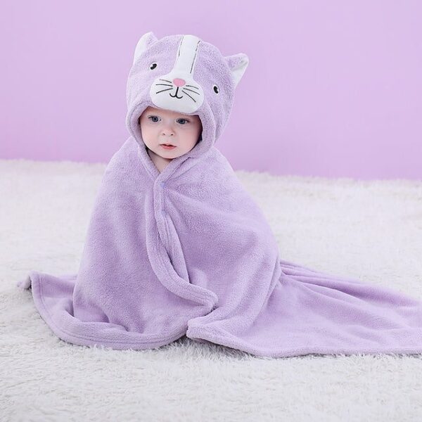 Purple Cat / S(0-3Y) Soft Baby Hooded Bathrobes JuniorHaul