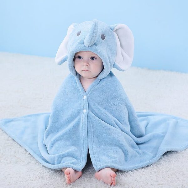 Blue Elephant / S(0-3Y) Soft Baby Hooded Bathrobes JuniorHaul