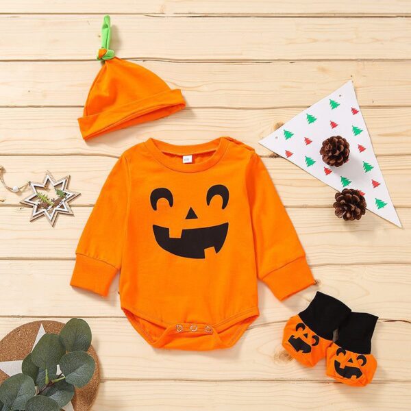 12-18M Halloween 3PCS Pumpkin Printing Bodysuits JuniorHaul