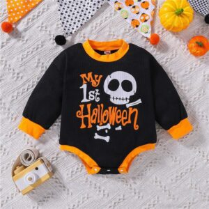 3 / 12-18M Halloween Ghost Letter Printed Baby Jumpsuit JuniorHaul