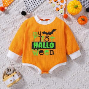Halloween Ghost Letter Printed Baby Jumpsuit JuniorHaul