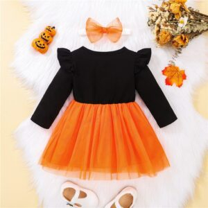 Halloween Pumpkin Print Patchwork Dress JuniorHaul