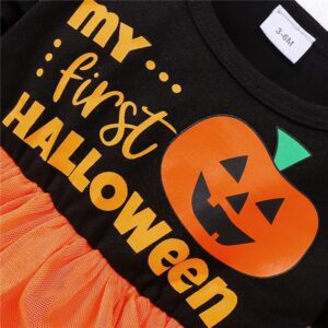 Halloween Pumpkin Print Patchwork Dress JuniorHaul