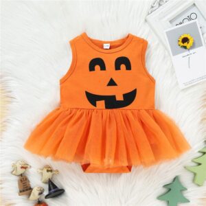 Buy Girls Mesh 1 Pcs Pumpkin Outfit I Halloween Dress