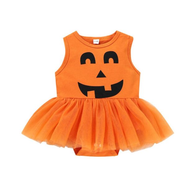 Halloween Mesh One-Pieces pumpkin Girl Costume JuniorHaul