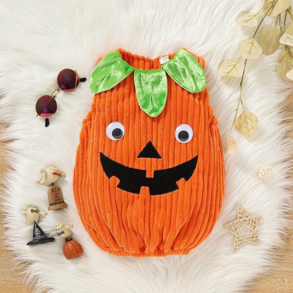 0-6M Halloween Pumpkin Plush Onesie JuniorHaul