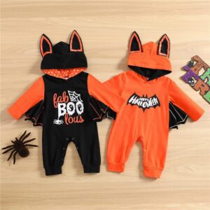 Buy Infant Letter Print Jumpsuit with Hat Set I Halloween Outfit