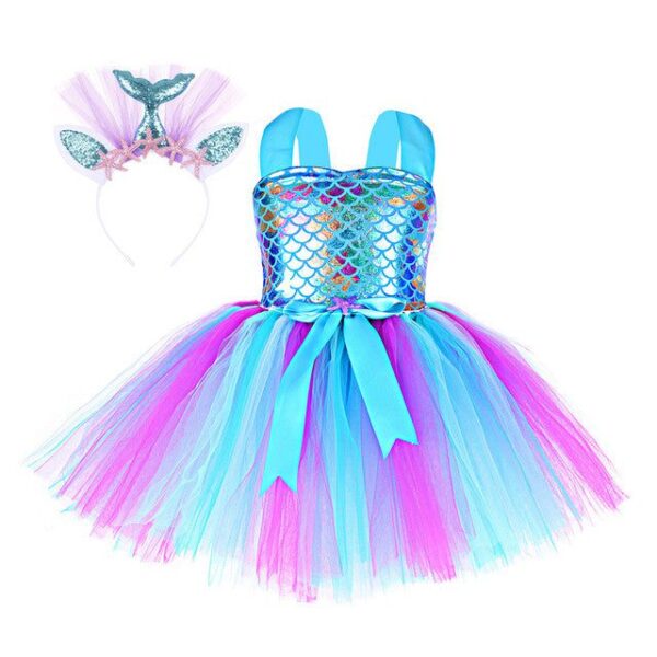 1 / XL(7-8Y) Mermaid Kids Ball Gown Dress JuniorHaul
