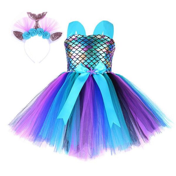 2 / S(1-2Y) Mermaid Kids Ball Gown Dress JuniorHaul