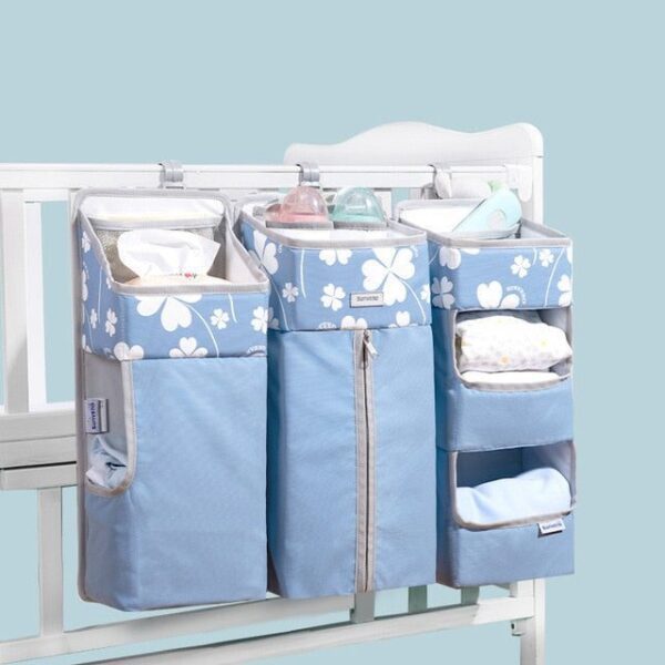 Clover blue L Baby Crib Hanging Essentials Bedding Bag JuniorHaul